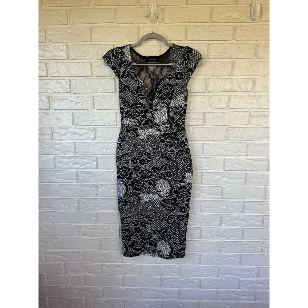 Beware! Black Lace Bodycon Dress See Measurements – Gothic Glam Sheer Lace Pinup